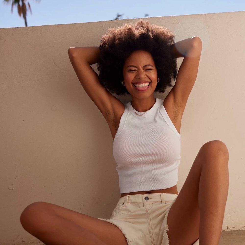 Aerie Classic White Ribbed Top